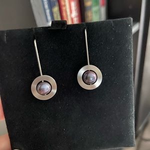 TeNo black pearl drop earrings